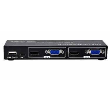 Imagem de Switch KVM HUB0079 Dual Screen - 2 PCs em 2 Monitores, Teclado e Mouse - HDMI 4K e VGA