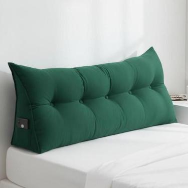 Imagem de Almofada Cabeceira Ana Cama Solteiro 90cm Suede Verde Mz Decor - Mazze