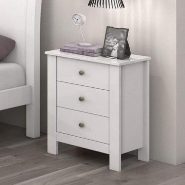 Imagem de Kit 2 Mesas de Cabeceira 3 Gavetas 50cm Maggiore Branco - Móveis Lopas