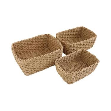 Imagem de Cesta De Armazenamento Artesanal Para Organização De Mesa Em Casa Para
