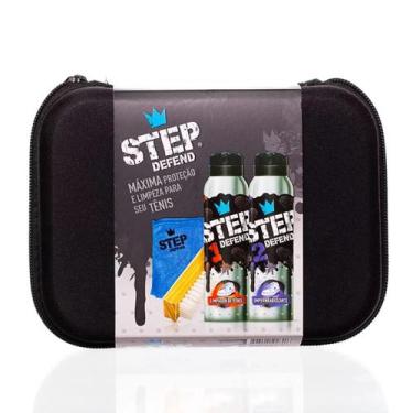 Imagem de Kit impermeabilizante e limpador step defend +escova/stojo/pano microf