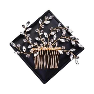 Imagem de Tiara De Cristal Dourado Com Pérolas Para Mulheres, Acessórios De Cabe