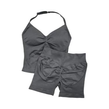 Imagem de Conjunto De Yoga Sem Costura De 2 Peças: Top Halter Acolchoado Feminin