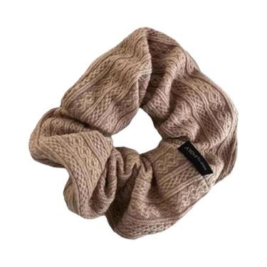 Imagem de Elegante Scrunchie Coreano Retrô Com Padrão De Lã, Estilo Vintage, Elá