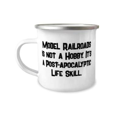 Imagem de Presentes reutilizáveis para ferrovias em modelo, ferrovias modelo não é um hobby. É uma habilidade pós-apocalíptica da vida, ferrovias modelo 355 ml Caneca para acampamento de 355 ml