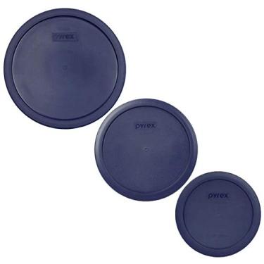 Imagem de Pyrex 7403-PC 10 Cup, 7402-PC 6/7 Cup, e 7201-PC 4 Taças Azul Redondo Tampas de Armazenamento de Alimentos, Azul, 3