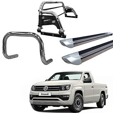 Imagem de Kit Quebra Mato + Estribo PRATA +Santo An.H3 AMAROK CS CROMO