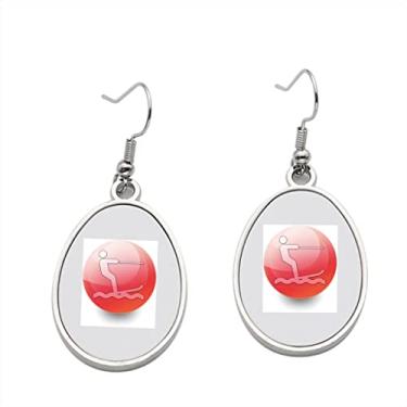 Imagem de Brinco com botão de ícone de pictograma de esqui aquático - Brincos pendentes para meninas - Presente de festa de aniversário dos namorados, Metal, Sem pedras preciosas