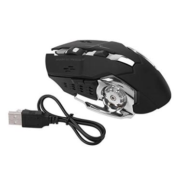 Imagem de Cuifati Mouse sem fio recarregável, 2400 dpi, mouse portátil para jogos, mouse óptico silencioso, silencioso, com receptor USB, mouse sem fio silencioso com retroiluminação silenciosa para PC e laptop (preto)