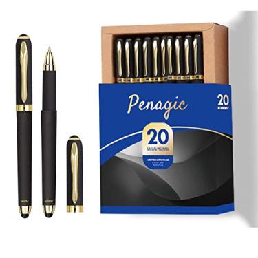Imagem de Penagic Caneta com ponta Stylus P-223B, 0,5 mm, 20 canetas, tinta preta, caneta esferográfica de rolo, design fosco, para materiais escolares e escritório