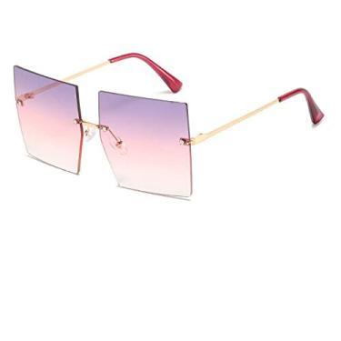 Imagem de Óculos de Sol Quadrado Vintage Luxo Feminino Sem Aro Óculos de Sol Feminino Estilista de Moda Claro Óculos De Sol,3,China