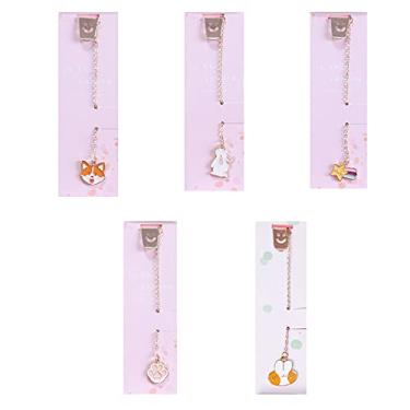 Imagem de Marcadores de livros, 5 peças Conjunto de marca-páginas de metal de desenho animado Marcadores de livro criativos para escola escritório professor estudante material de papelaria marcadores fofos para ler o livro