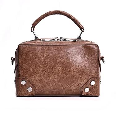 Imagem de Bolsa feminina com alça superior bolsa de ombro bolsa de ombro bolsa moda clássica retrô bolsa transversal de couro médio, Marrom