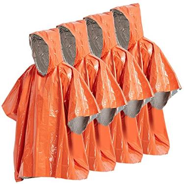 Imagem de Wemay Poncho de chuva de emergência pacote com 4 cobertores térmicos Poncho à prova de intempéries equipamento de acampamento de sobrevivência ao ar livre