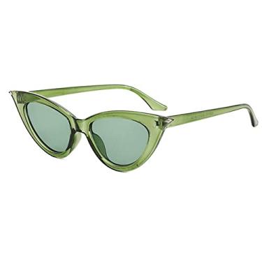 Imagem de Óculos de sol de olho de gato feminino de luxo vintage óculos de sol feminino retrô cateye para mulheres Lentes de sol Mujer, verde verde, pano livre