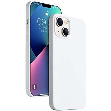 Imagem de HAODEE para Apple iPhone 13 Mini (2021) capa de silicone líquido de 5,4 polegadas, capa de telefone traseira à prova de choque totalmente embalada [proteção de tela e câmera] (cor: branco)