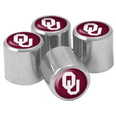 Imagem de Tampas de haste de válvula de pneu de metal NCAA Oklahoma Sooners, pacote com 4