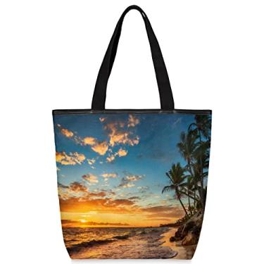 Imagem de Sacola de lona, sacolas de compras reutilizáveis de compras de compras de compras de compras de compras bolsa de praia bolsa de ombro lavável, Cor 6, Large