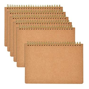 Imagem de 6 Pièces Carnet de Notes A5 avec Reliure à Spirale, Kraft Couverture, Carnet Dessin, Cahier à Spirale 60 Feuiles Blanc pour Croquis, Agenda, Notes ou Planification