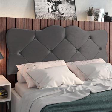 Imagem de Cabeceira Estofada Suede Para Cama Box Casal 1,40 Realeza - Cinza - Lojas RPM