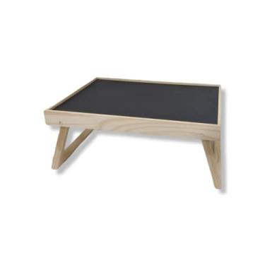 Imagem de Suporte para Notebook Simples Bandeja Mdf PReto e madeira de Pinus Natural