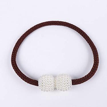 Imagem de Cinta de cortina de corda grossa com fivela de pérola, sem instalação, cortina de corda de cortina, acessórios de fivela magnética, tiebacks de cortina, T14,2 PCS