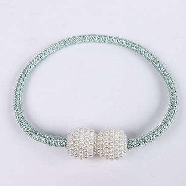 Imagem de Cinta de cortina de corda grossa com fivela de pérola sem instalação de cortina de corda de cortina acessórios de fivela magnética acessórios de cortina tiebacks, T4,4 pcs