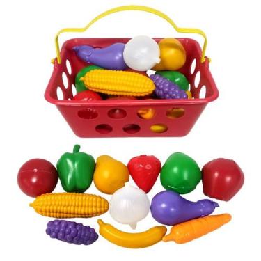 Imagem de Cesta De Legumes Para Cozinha Infantil Meninas Com 12 Itens Toy Master