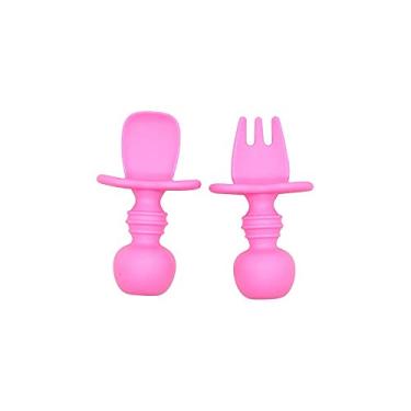Imagem de Conjunto Infantil com Garfo e Colher, de Silicone, Pink Oxford