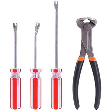Imagem de Glarks Conjunto de ferramentas de remoção de unhas com 4 peças, inclui alicate de corte de extremidade de 18 cm, ponta em U dobrável de 10 cm e extrator de ponta em V, elevador de aderência de ponta em U de 15 cm para cortar pregos, remover pregos, puxar unhas