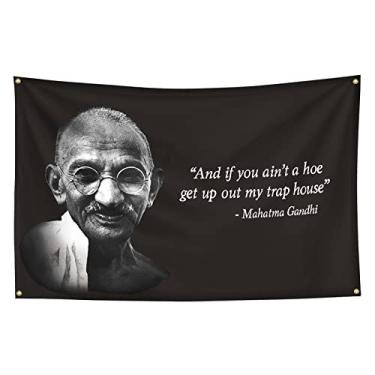 Imagem de Bandeira Chief Gandhi de 9,5 cm x 1,5 m, pôster engraçado para dormitório universitário, resistente a UV, desbotamento e durável, bandeira de parede em caverna masculina. Costuras duplas e bordas reforçadas, 4 fixadores de latão para evitar ferrugem