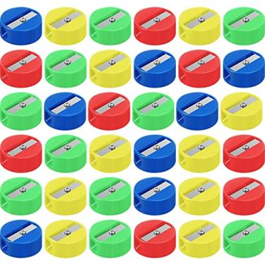 Imagem de Fainne 200 peças de apontador de lápis, mini apontador manual redondo apontador de lápis de bolso para crianças, adultos, escritório, material escolar, sacolas e presentes, multicolorido