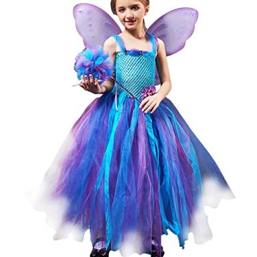 Fantasia de sereia infantil infantil infantil para meninas desenho animado  fantasia faixa de cabelo malha tule princesa (azul celeste, 0-6 meses)