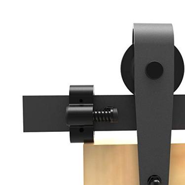 Imagem de Fechadura para porta de celeiro deslizante, batente de trilho para porta de celeiro dupla, faixa superior ajustável, preto, 1 par
