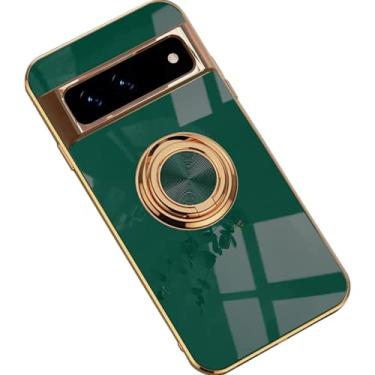 Imagem de ZiEuooo Capa de telefone macia para suporte de anel de dedo magnético de carro para Google Pixel 7/7Pro 6A 5A Shell. Capa galvanizada leve fina elegante suporte (verde, Pixel 7 Pro)