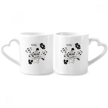 Imagem de Jogo de cartas fichas utensílios de jogo padrão conjunto de canecas de porcelana para casais, copo de cerâmica para amantes, alça de coração