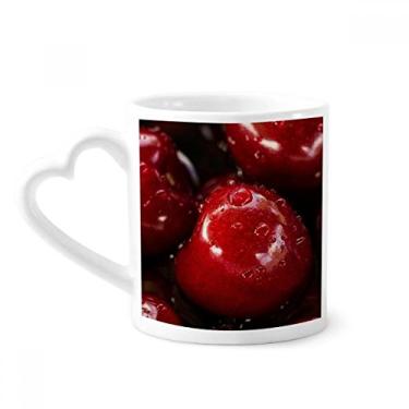 Imagem de Caneca de cereja com imagem de frutas vermelhas temperadas caneca de café cerâmica copo de coração de vidro