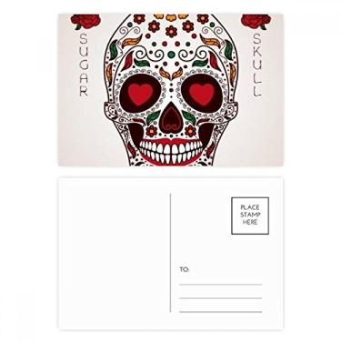 Imagem de Flower Cirrus Eyes White Sugar Skull Conjunto de cartão postal de aniversário Mailing Cartão de agradecimento