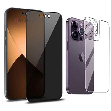 Imagem de Kit Película Privacidade Anti Espião + Película Traseira Transparente + Película de Câmera Compatível com iPhone 14 Pro Max
