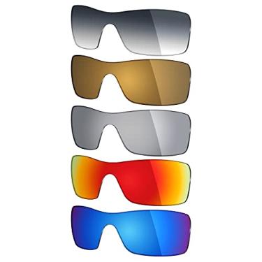 Imagem de 5 pares de lentes polarizadas de substituição Mryok para óculos de sol Oakley Batwolf – azul gelo/vermelho fogo/prata titânio/bronze dourado/cinza dégradé