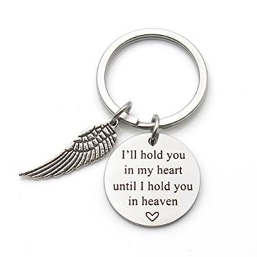 Imagem de Memorial Jewelry I Will Hold You in My Heart till I Can Hold You in Heaven Angel Wing chaveiro