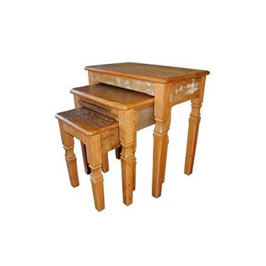 Imagem de Conjunto Mesas Rústicas de Apoio Garden em Madeira de Demolição - Cód 1109