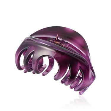 Imagem de (Purple) - Rosette Large Chic Styling Hair Claw Clip Organic Glass Hair Clips Clamps Indoor Outdoor Hair Grip Hairpins Hairgrip for Women and Girls Hair Barrettes For Thick Hair(Purple)