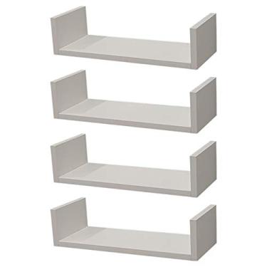 Imagem de Kit 4 Prateleiras U 50 x 10cm Branca Suporte Invisível