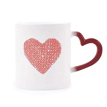 Imagem de Caneca sensível ao calor do dia dos namorados desenho grafite rosa copo grés muda de cor vermelha