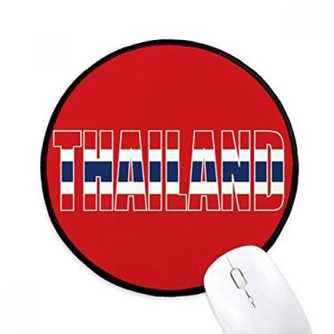Imagem de Mousepads redondos com nome da bandeira da Tailândia antiderrapante bordas costuradas pretas presente de escritório