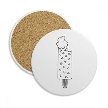 Imagem de Black Outline coração picolés copo copo copo copo copo de sorvete proteção de mesa pedra absorvente