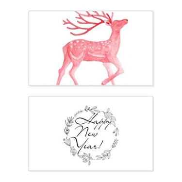 Imagem de IUCN Animais em Extinção Red Sika Veado Ano Novo Festival, Cartão de felicitações Mensagem de Abençoamento Presente