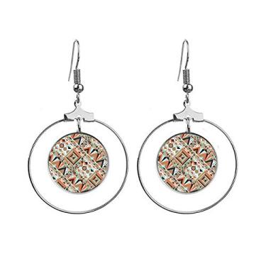 Imagem de Brincos geométricos triangulares quadrados com padrão de ilustração geométrica pendente, joia