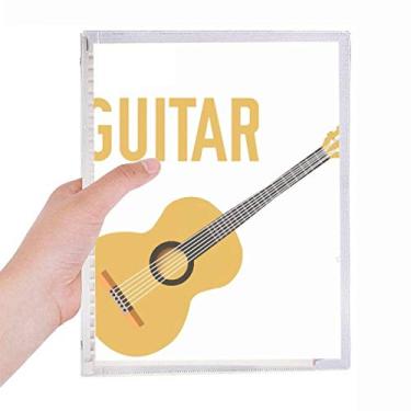 Imagem de Caderno de guitarra musical ilustrado com estampa azul, folhas soltas diário recarregável artigos de papelaria